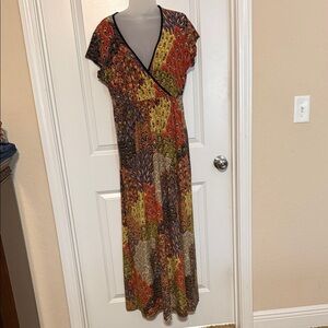 Elegant Multicolor V-Neck Maxi Dress